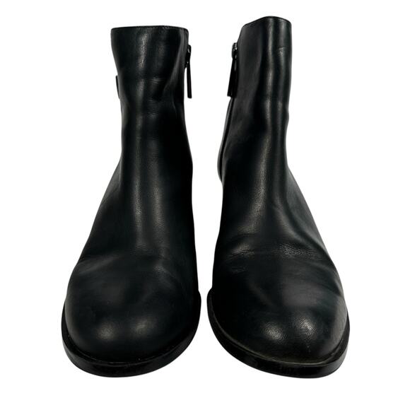 Calvin Klein Neema Heeled Leather Boot Black Womens Size 8.5 Chunky Heel Buckle - Picture 4 of 13